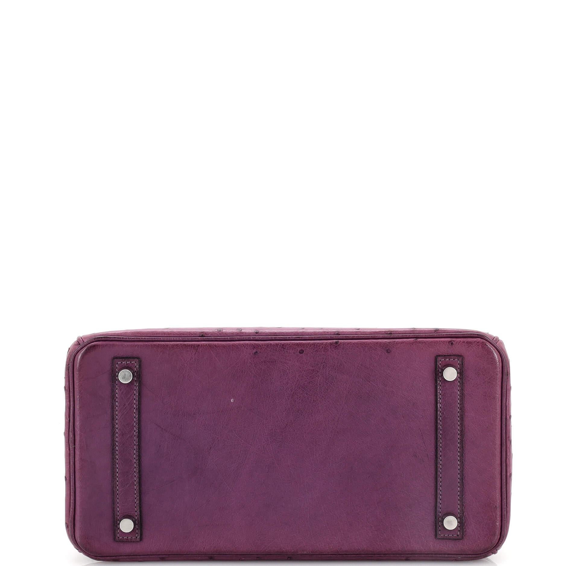 Hermes Birkin Handbag Violet Ostrich with Palladium Hardware 30 1