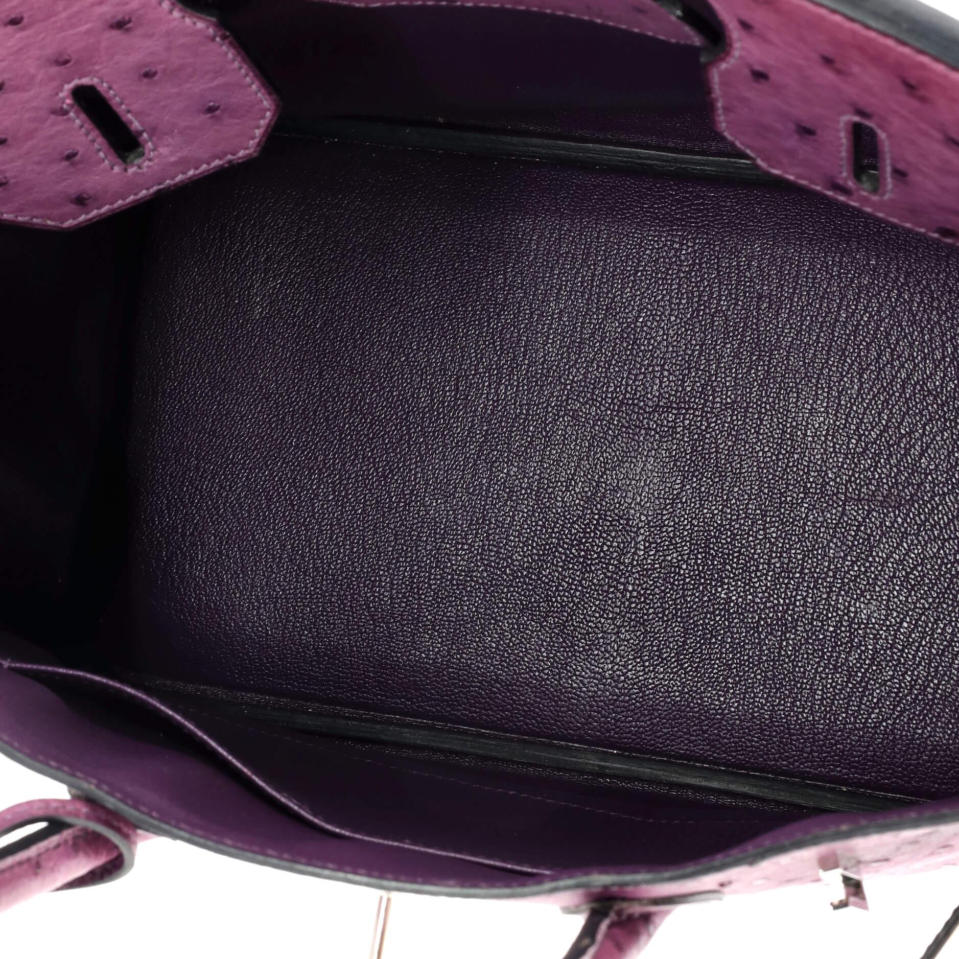 Hermes Birkin Handbag Violet Ostrich with Palladium Hardware 30 2
