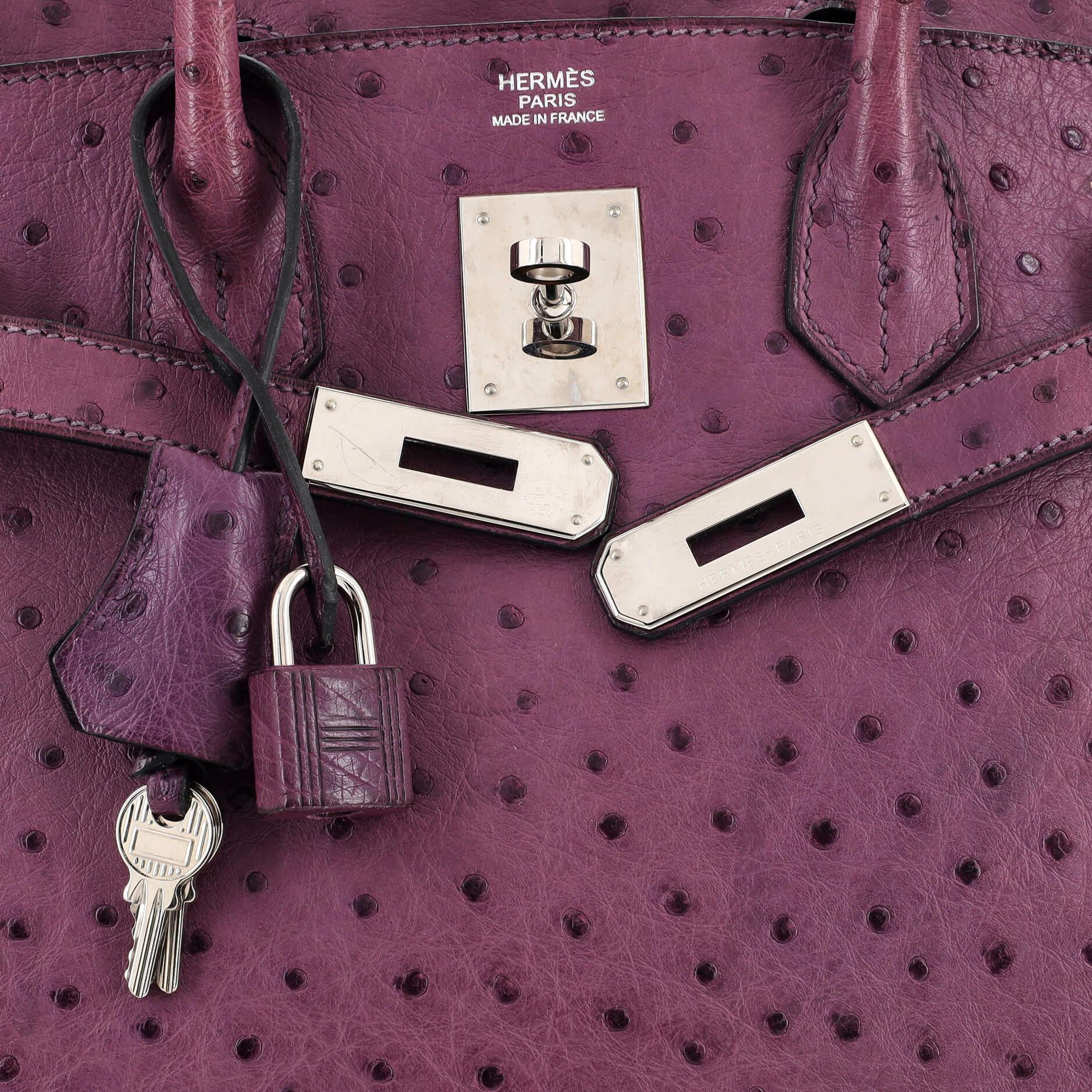 Hermes Birkin Handbag Violet Ostrich with Palladium Hardware 30 3