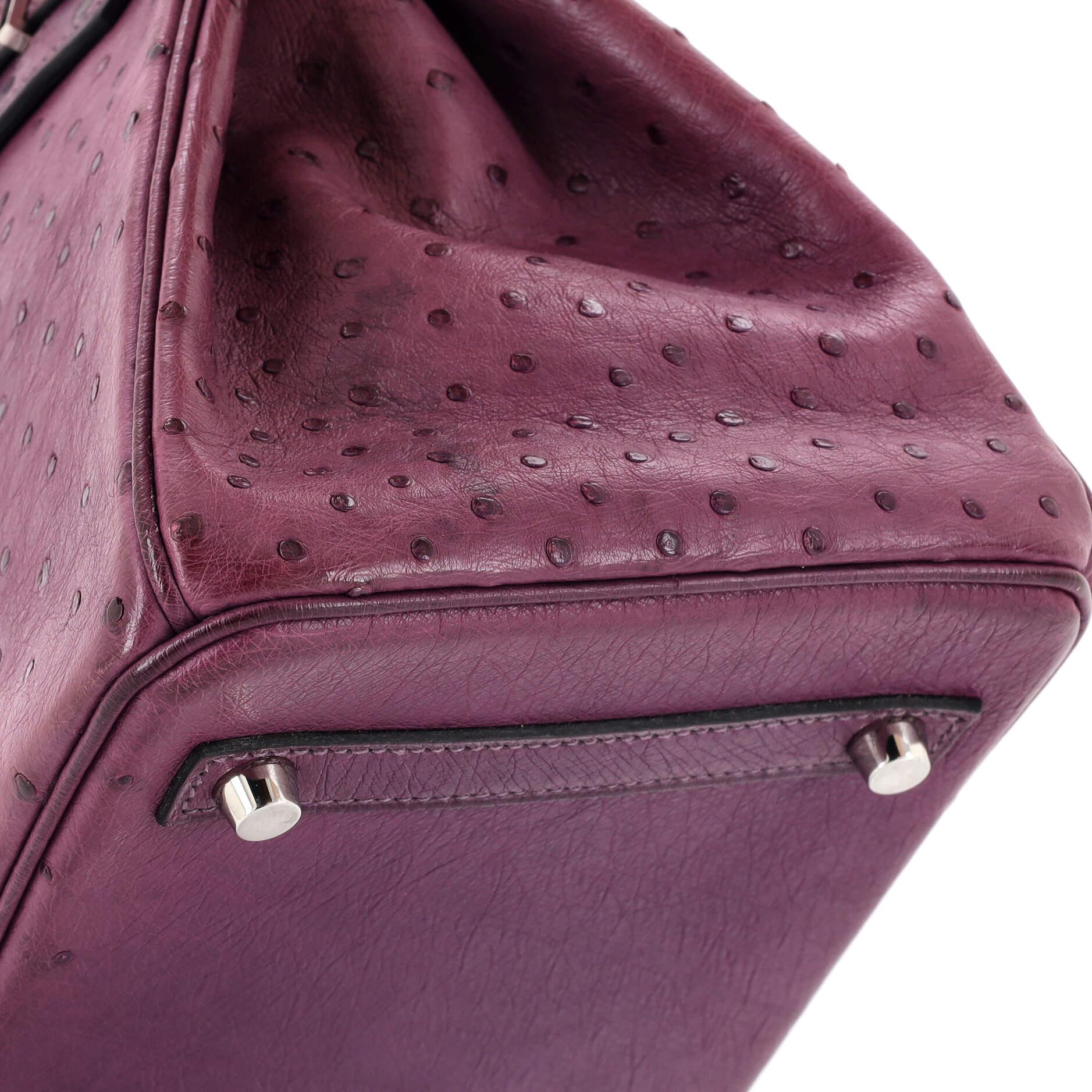 Hermes Birkin Handbag Violet Ostrich with Palladium Hardware 30 4