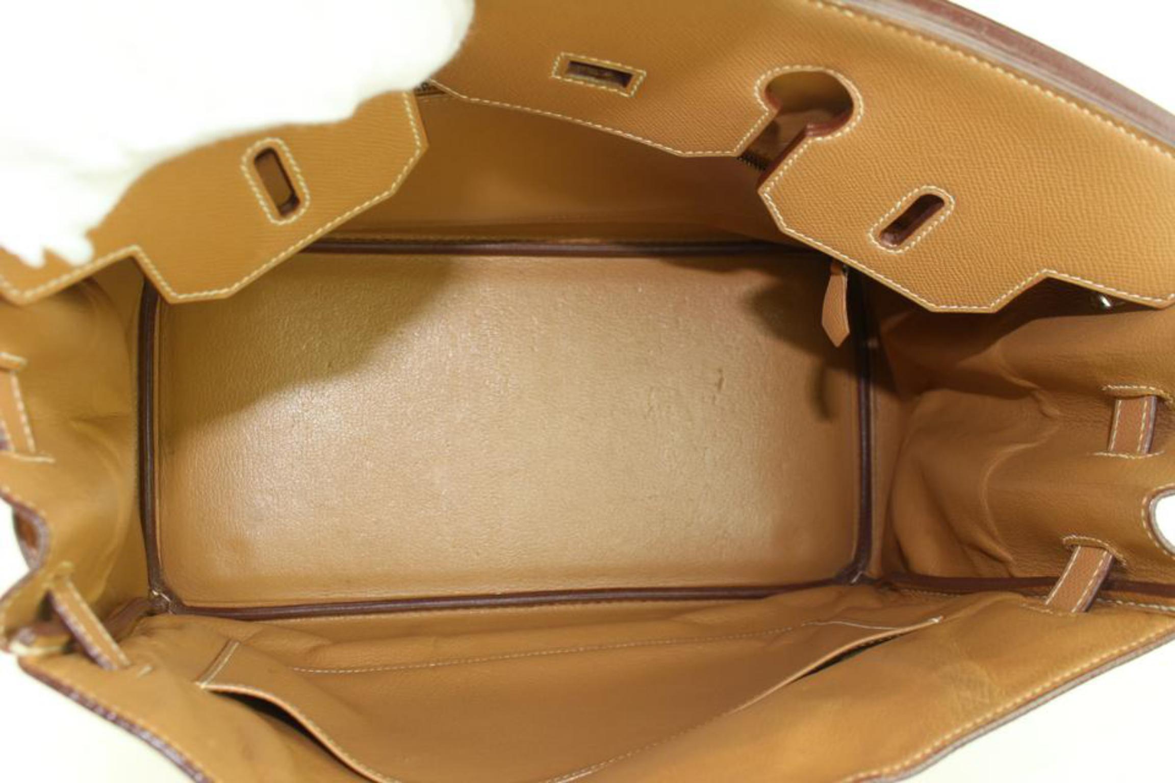 Orange Hermès Birkin Haut à Courroies Gold 32 1hz1130 Brown Leather Satchel For Sale