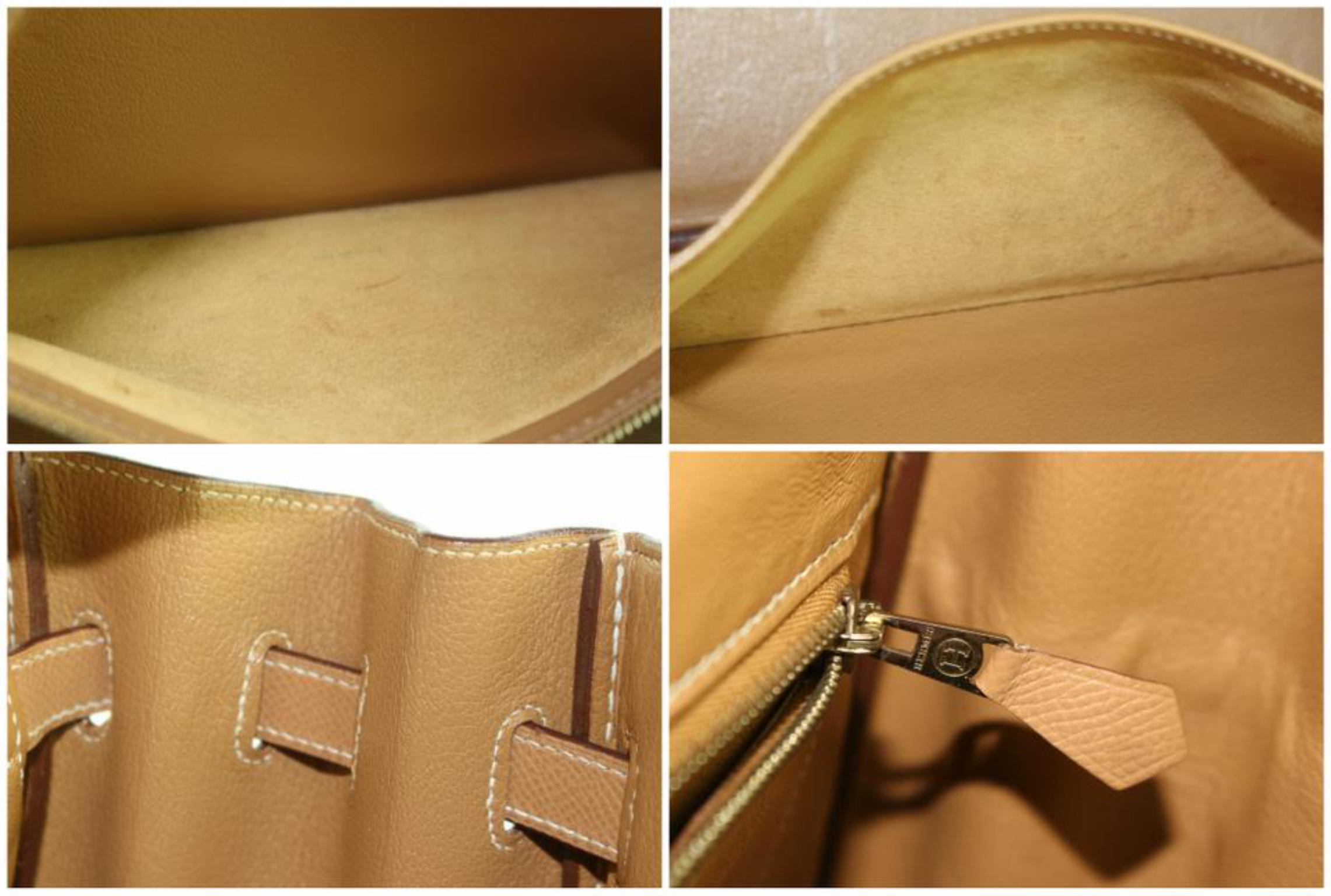 Hermès Birkin Haut à Courroies Gold 32 1hz1130 Brown Leather Satchel In Good Condition For Sale In Forest Hills, NY