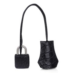 Hermes Birkin HSS 25 Tasche Gris Perle / Black Matte Alligator Palladium Hardware