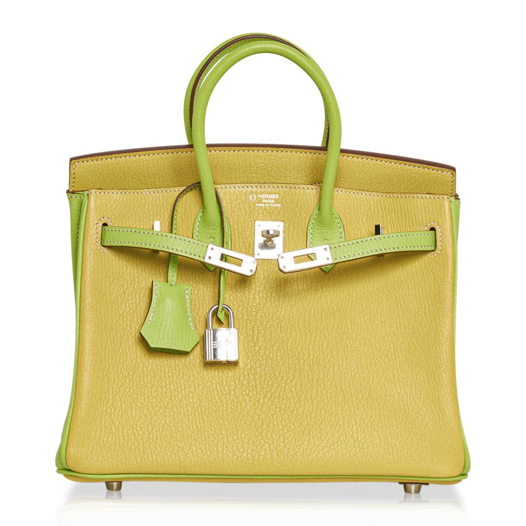 Women's Hermes Birkin HSS 25 Bag Lime / Kiwi Palladium Hardware Chevre Leather