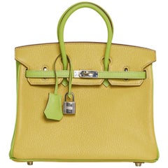 Hermes Birkin HSS 25 Bag Lime / Kiwi Palladium Hardware Chevre Leather