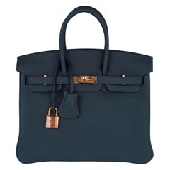 Hermes Birkin HSS 25 Tasche Vert Cypress Rose Gold Hardware Togo Leder