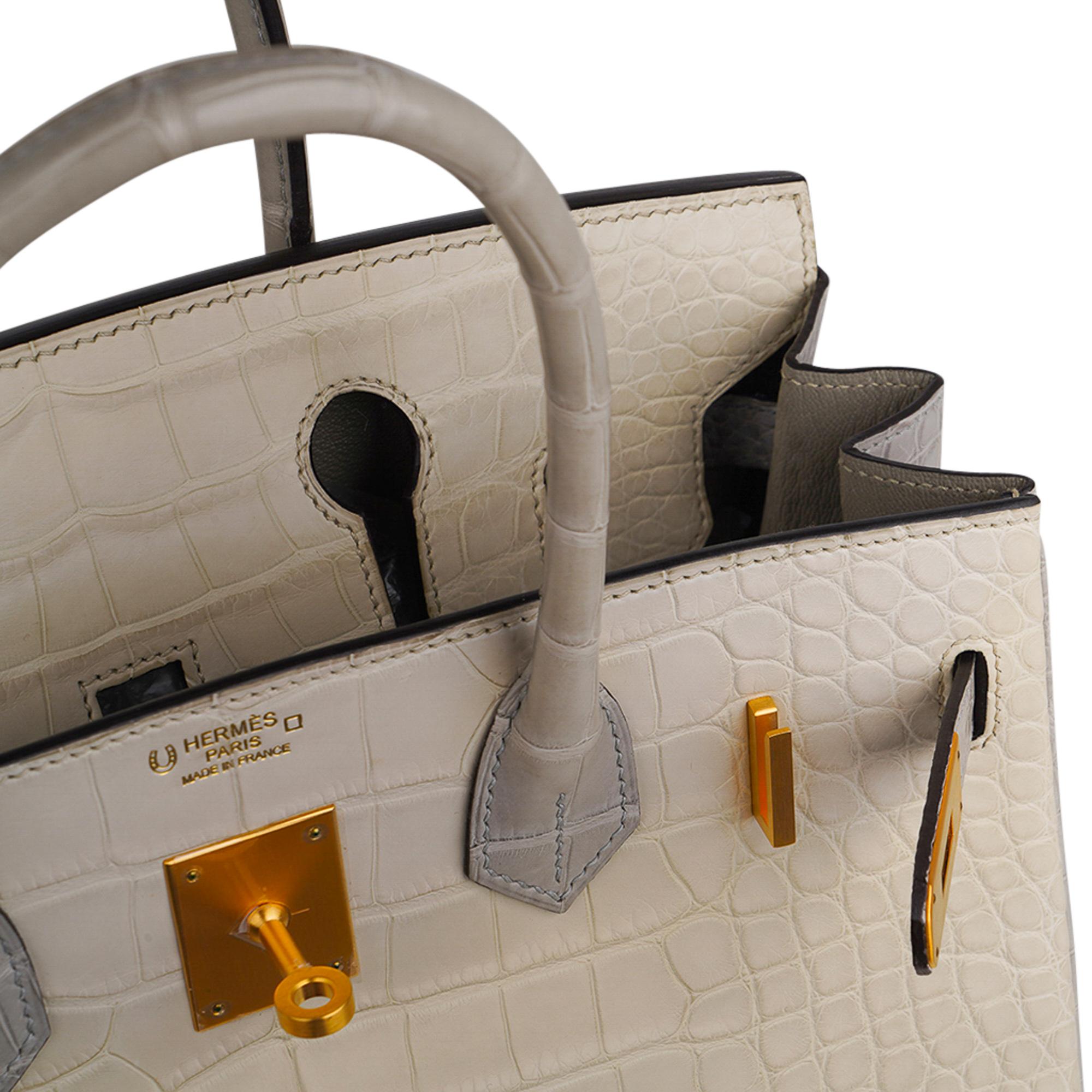 Hermes Birkin HSS 30 Bag Vanille / Gris Perle Matte Alligatot Brushed Gold 6