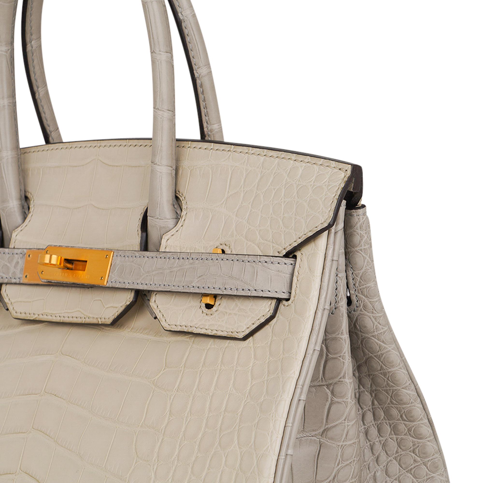 Hermes Birkin HSS 30 Bag Vanille / Gris Perle Matte Alligatot Brushed Gold 2