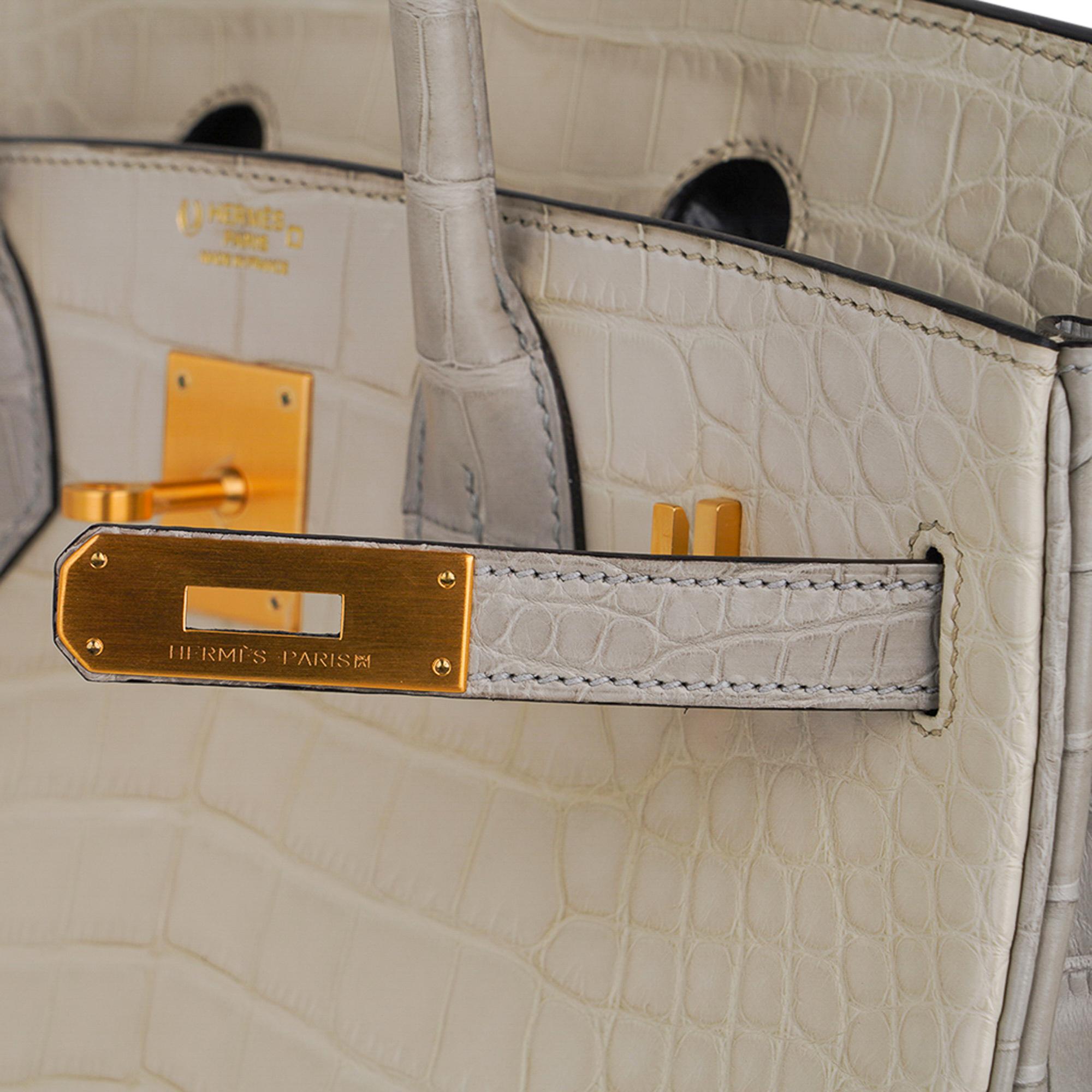 Hermes Birkin HSS 30 Bag Vanille / Gris Perle Matte Alligatot Brushed Gold 4
