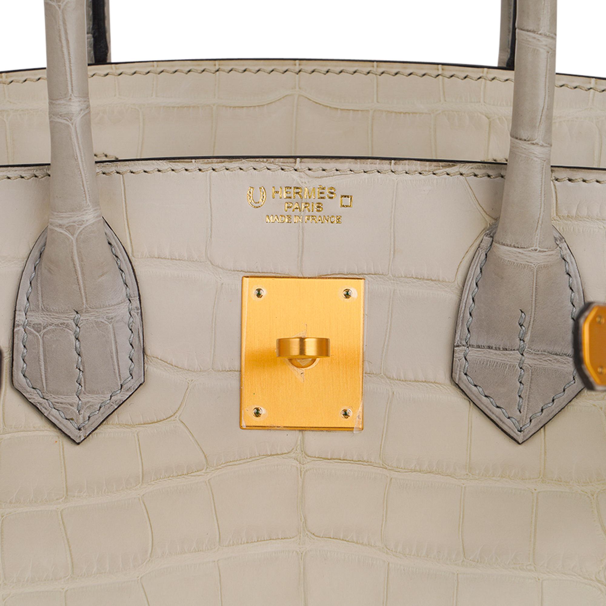 Hermes Birkin HSS 30 Bag Vanille / Gris Perle Matte Alligatot Brushed Gold 5