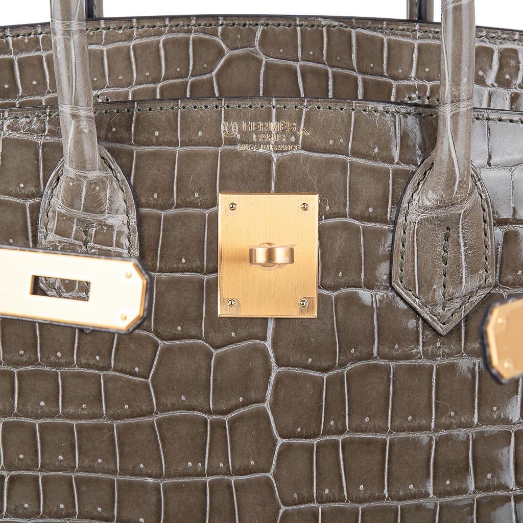 Women's Hermes Birkin HSS 30 Gris Tourterelle / Blue Sapphire Porosus Crocodile Bag