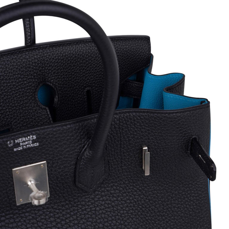Hermes Special Order HSS Birkin 35 Bag Black & Turquoise Togo
