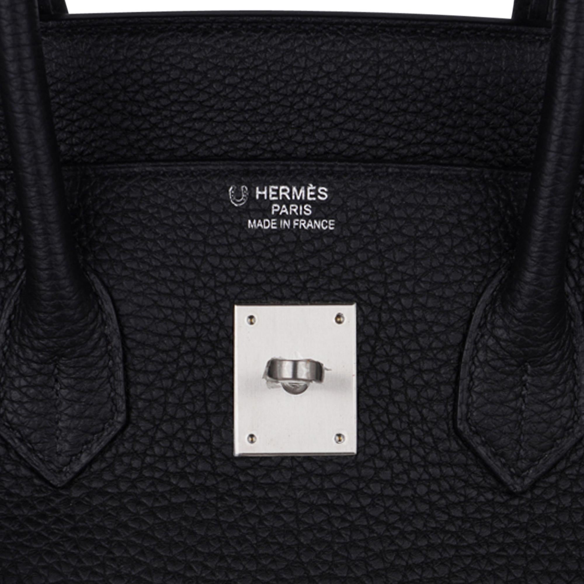 Hermes Birkin HSS 35 Black / Turquoise Bag Brushed Palladium Togo Leather For Sale 3