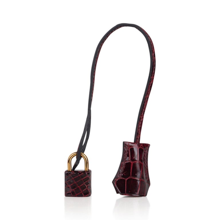 Hermès Birkin 35 Shiny Bordeaux Porosus with Gold Hardware - Bags - Kabinet  Privé
