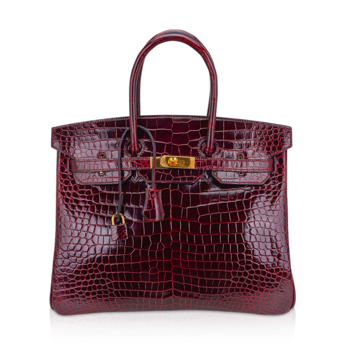 Mightychic offers an Hermes Birkin HSS 35 featured rich Bordeaux in Porosus Crocodile.
An exquisite Hermes crocodile handbag in jewel toned deep Bordeaux.
Accentuated with gold hardware.
This special order genuine crocodile skin bag is a magnificent