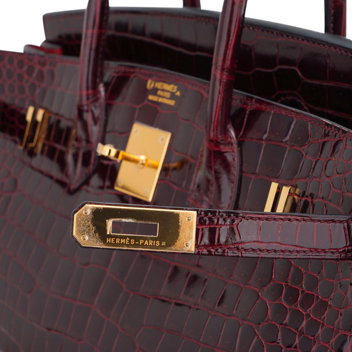 Hermès Birkin HSS 35 Tasche Bordeaux Porosus Krokodil Gold Hardware im Zustand „Neu“ im Angebot in Miami, FL