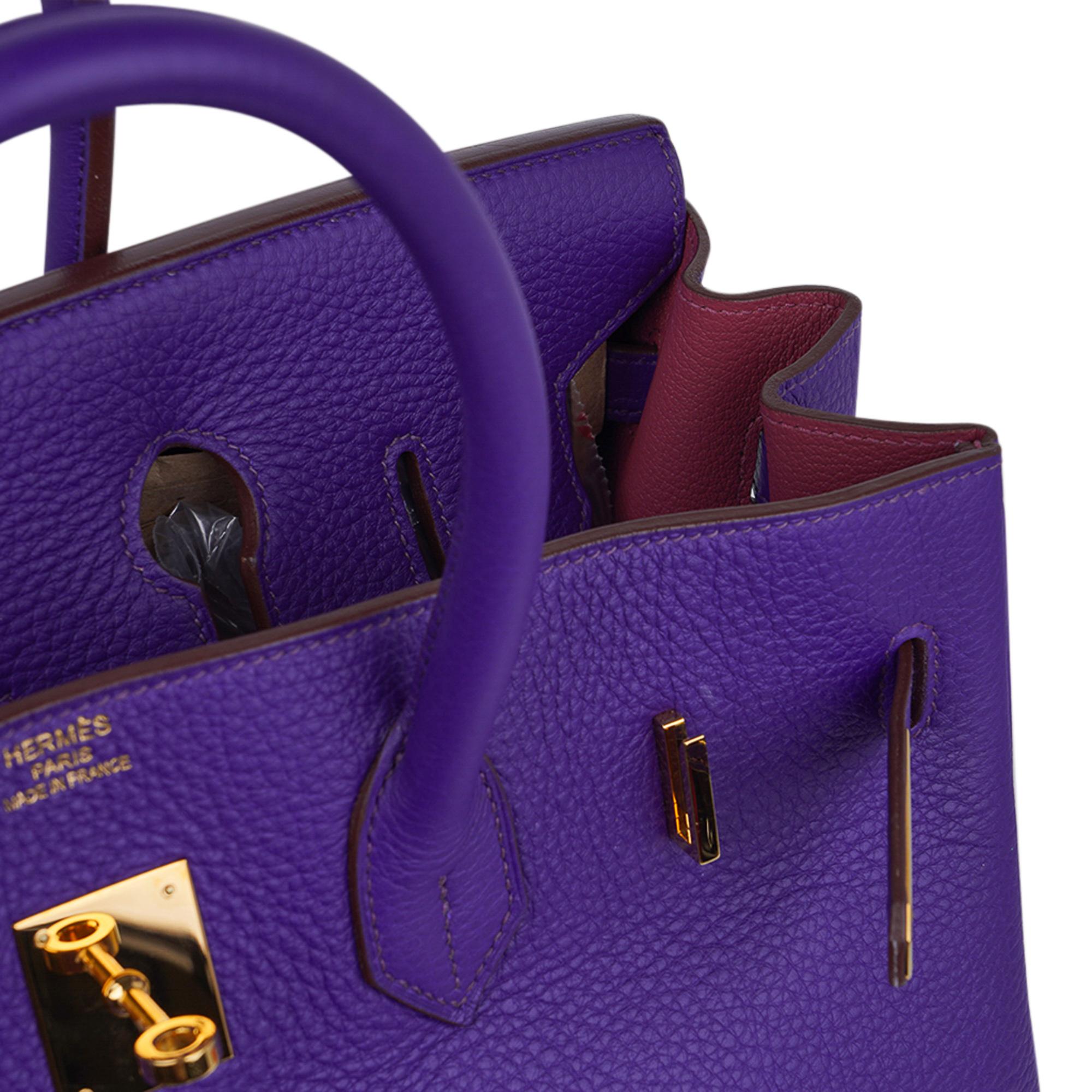 Purple Hermes Birkin HSS 35 Bag Iris Bois de Rose Gold Hardware Clemence Leather