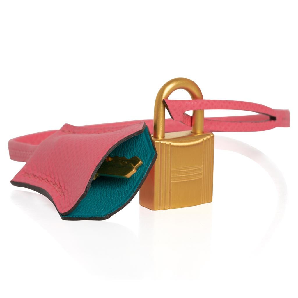 Pink Hermes Birkin HSS 35 Bag Rose Azalee / Blue Paon Epsom Brushed Gold Hardware