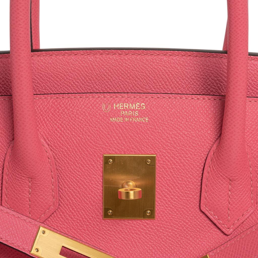 Hermes Birkin HSS 35 Bag Rose Azalee / Blue Paon Epsom Brushed Gold Hardware In Excellent Condition In Miami, FL