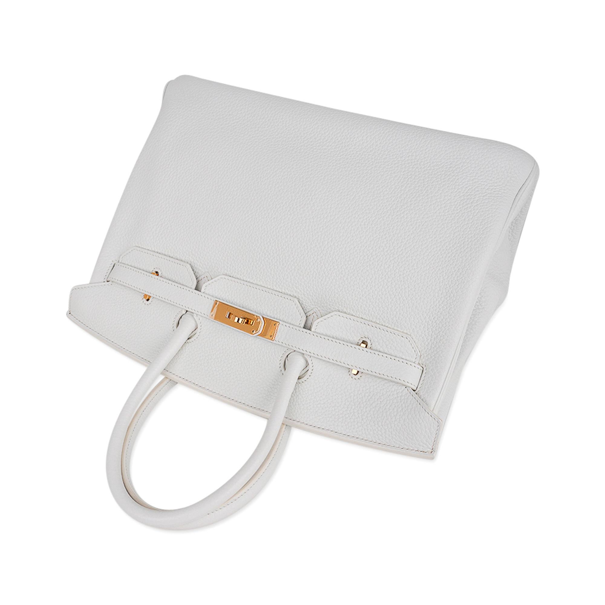 Women's Hermes Birkin HSS 35 Bag White / Kiwi Gold Hardware Clemence Leather New