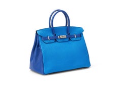 Hermès Birkin HSS 35 Bleu Electric Zelige Togo Palladium Hardware