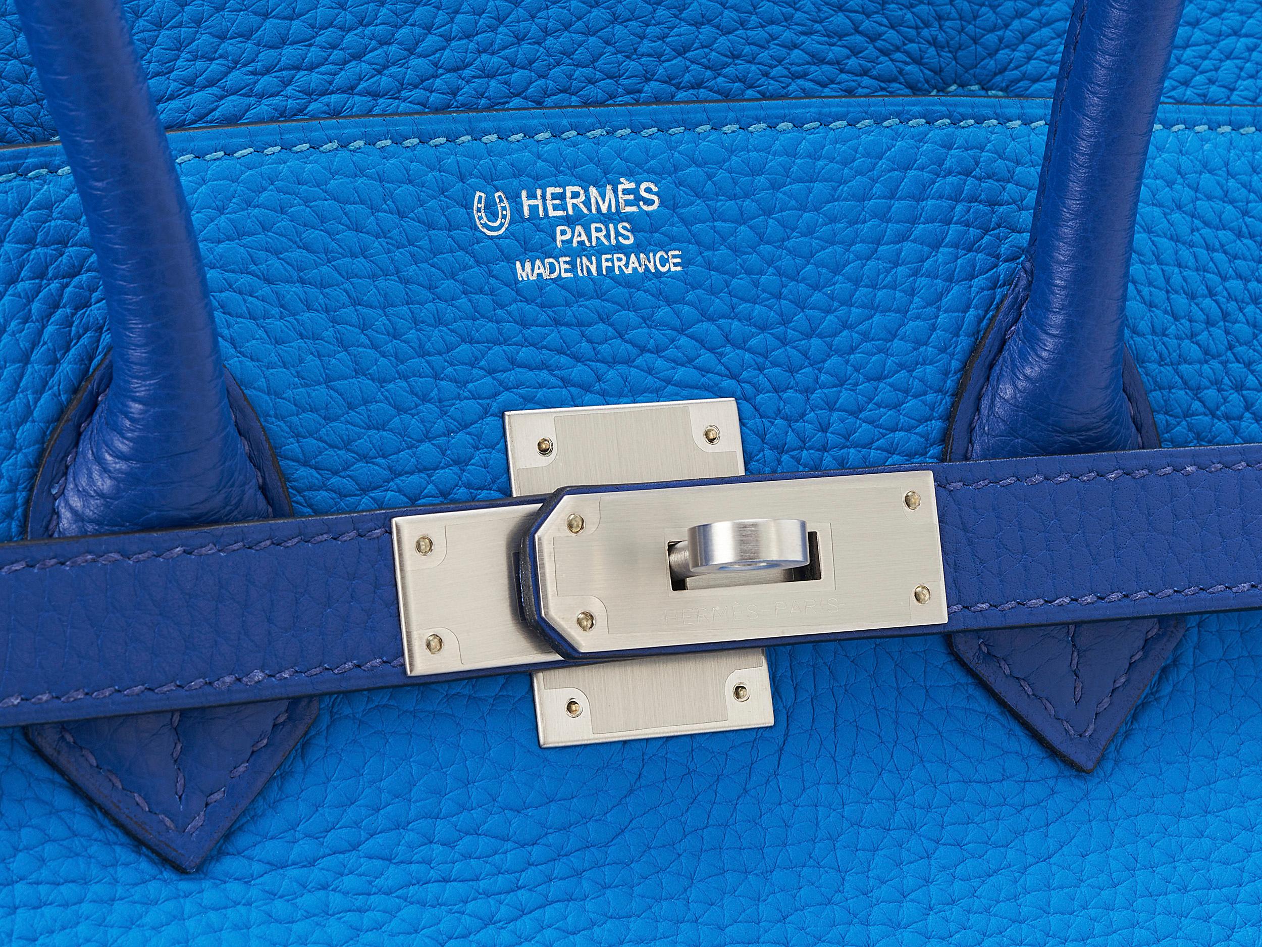Hermès Birkin HSS 35 Bleu Electric Zelige Togo Palladium Hardware Unisexe en vente