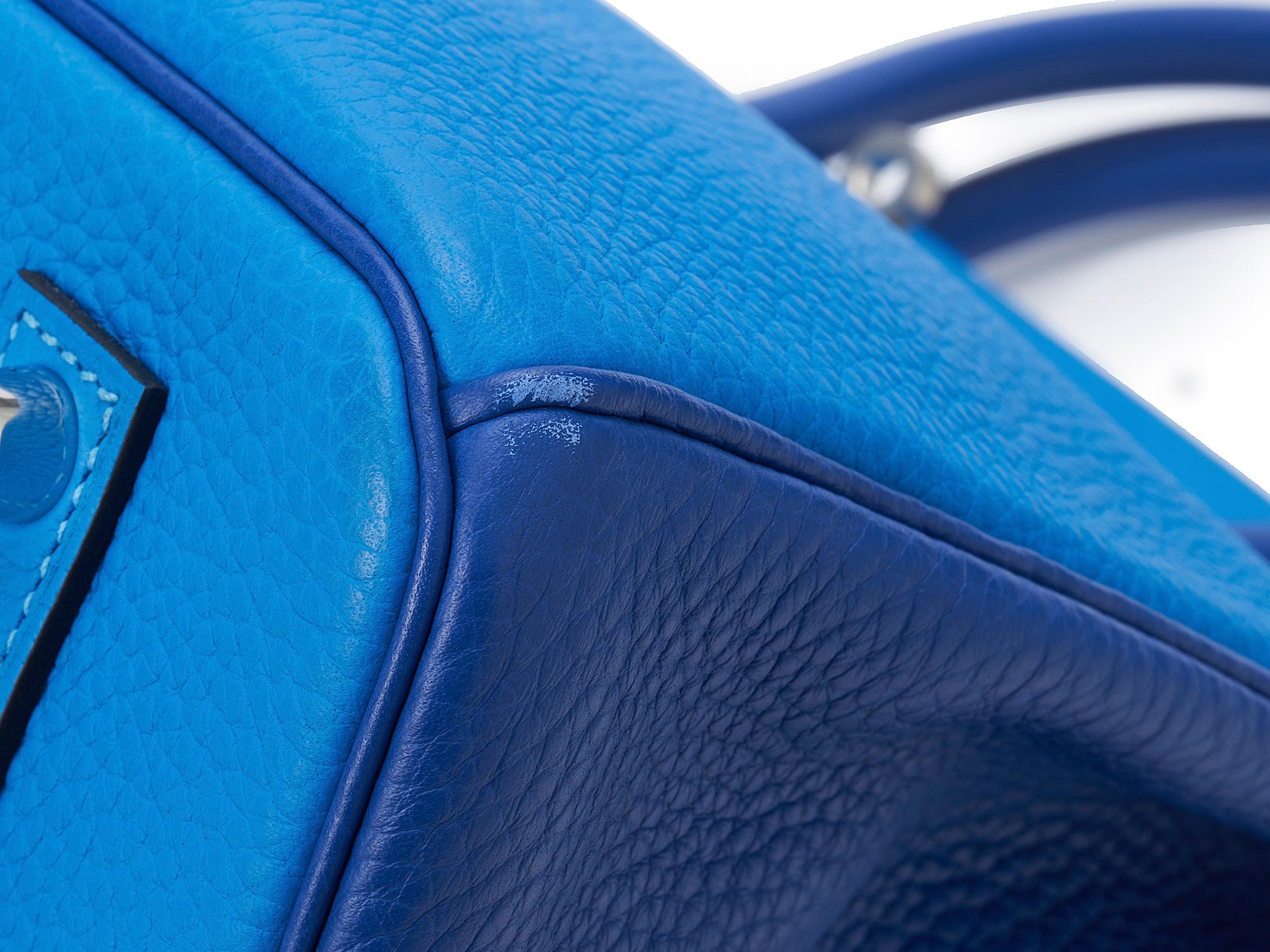 Hermès Birkin HSS 35 Bleu Electric Zelige Togo Palladium Hardware im Angebot 5