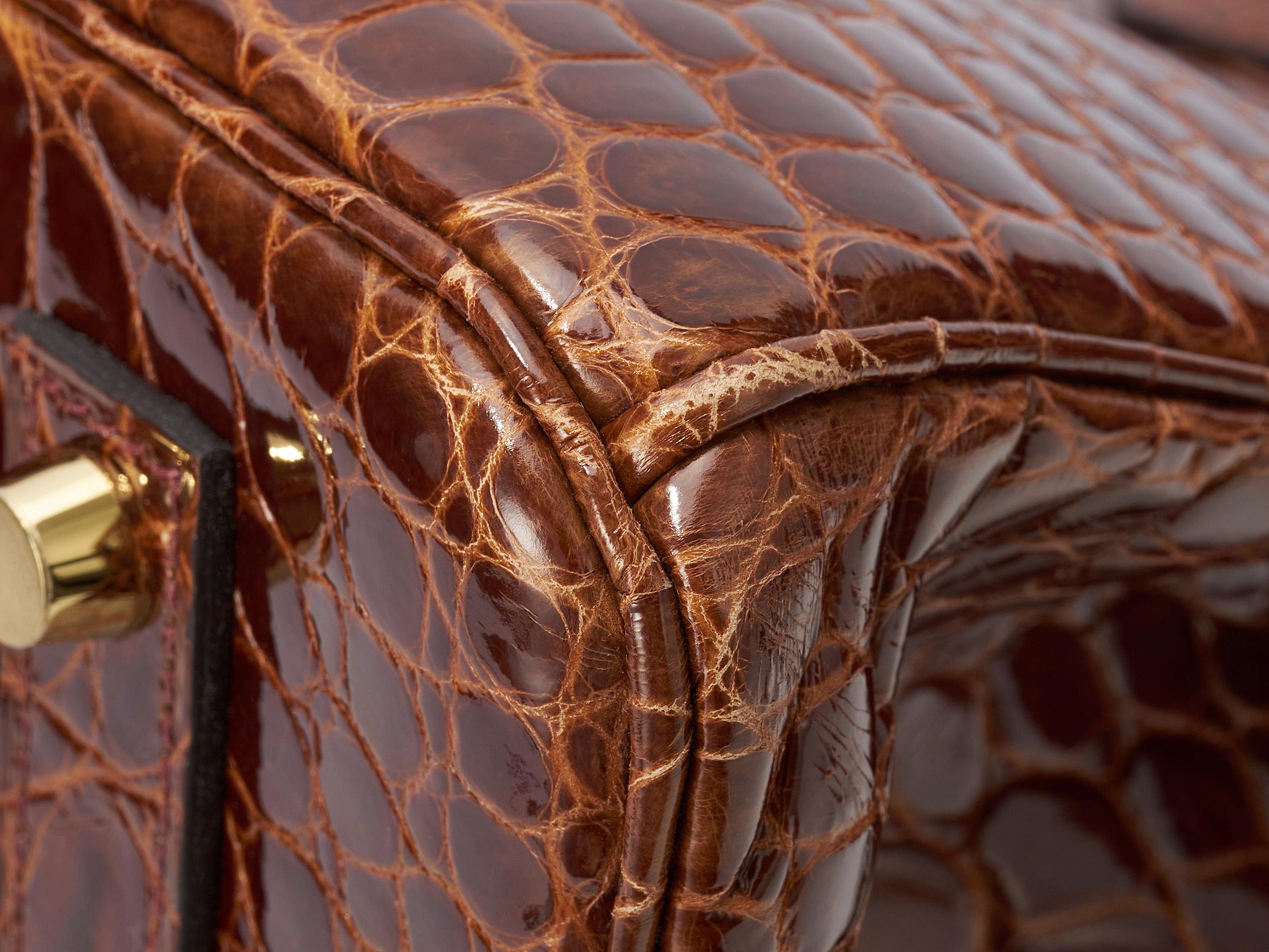 Hermès Birkin HSS 35 Krokodil Porosus Lisse Honey Gold Hardware im Angebot 4