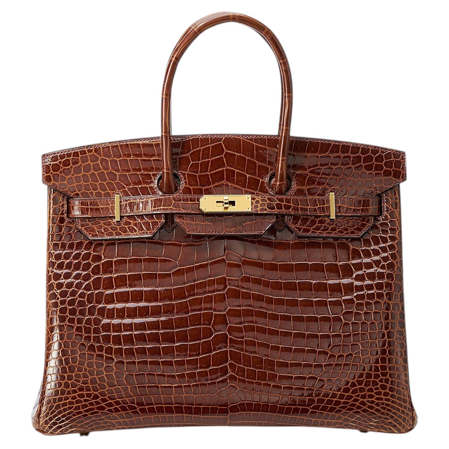 Hermès Birkin HSS 35 Coccodrillo Porosus Lisse Miele Hardware Oro