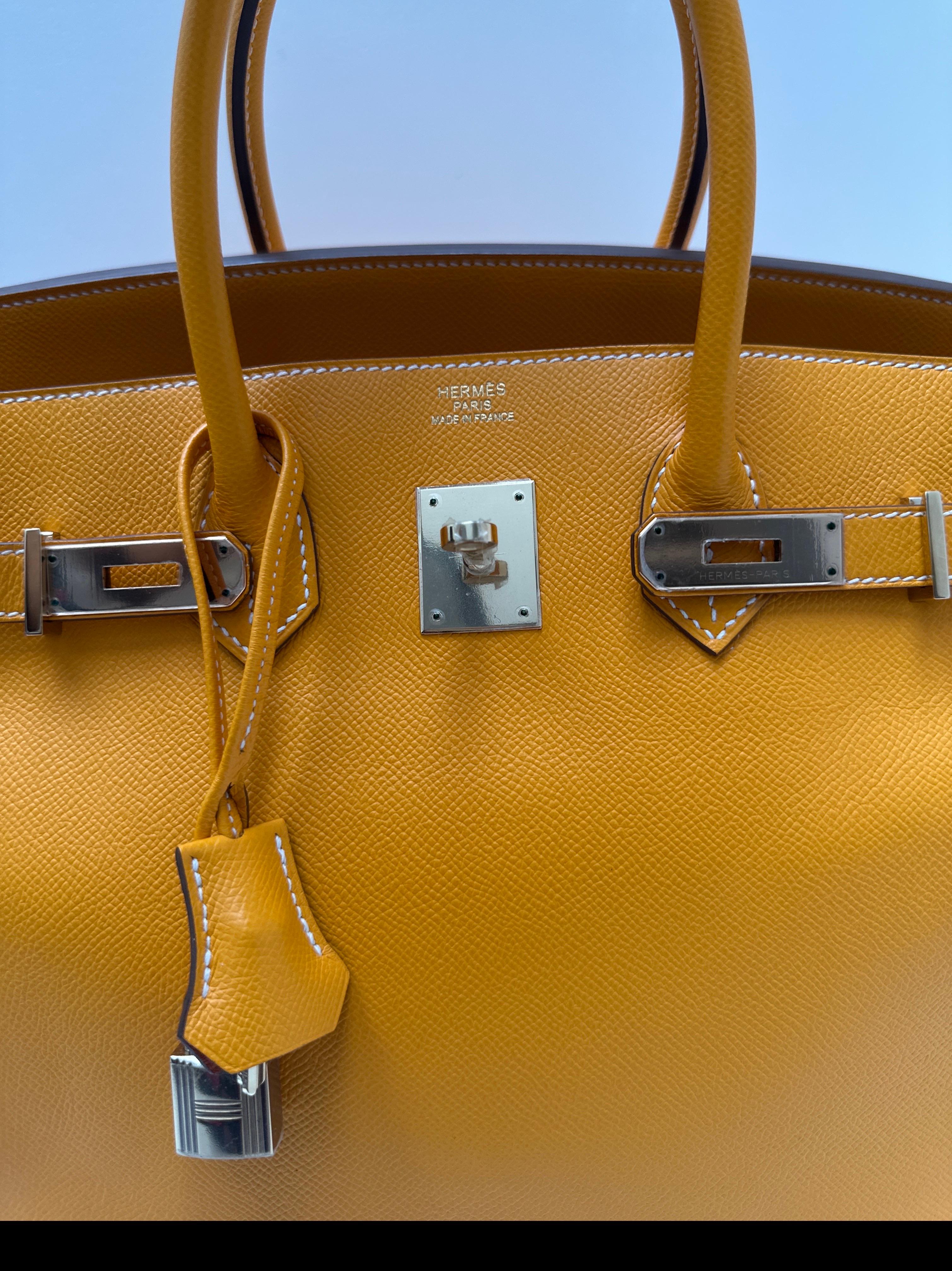 Borsa Hermes Birkin Jaune 35 in vendita 11