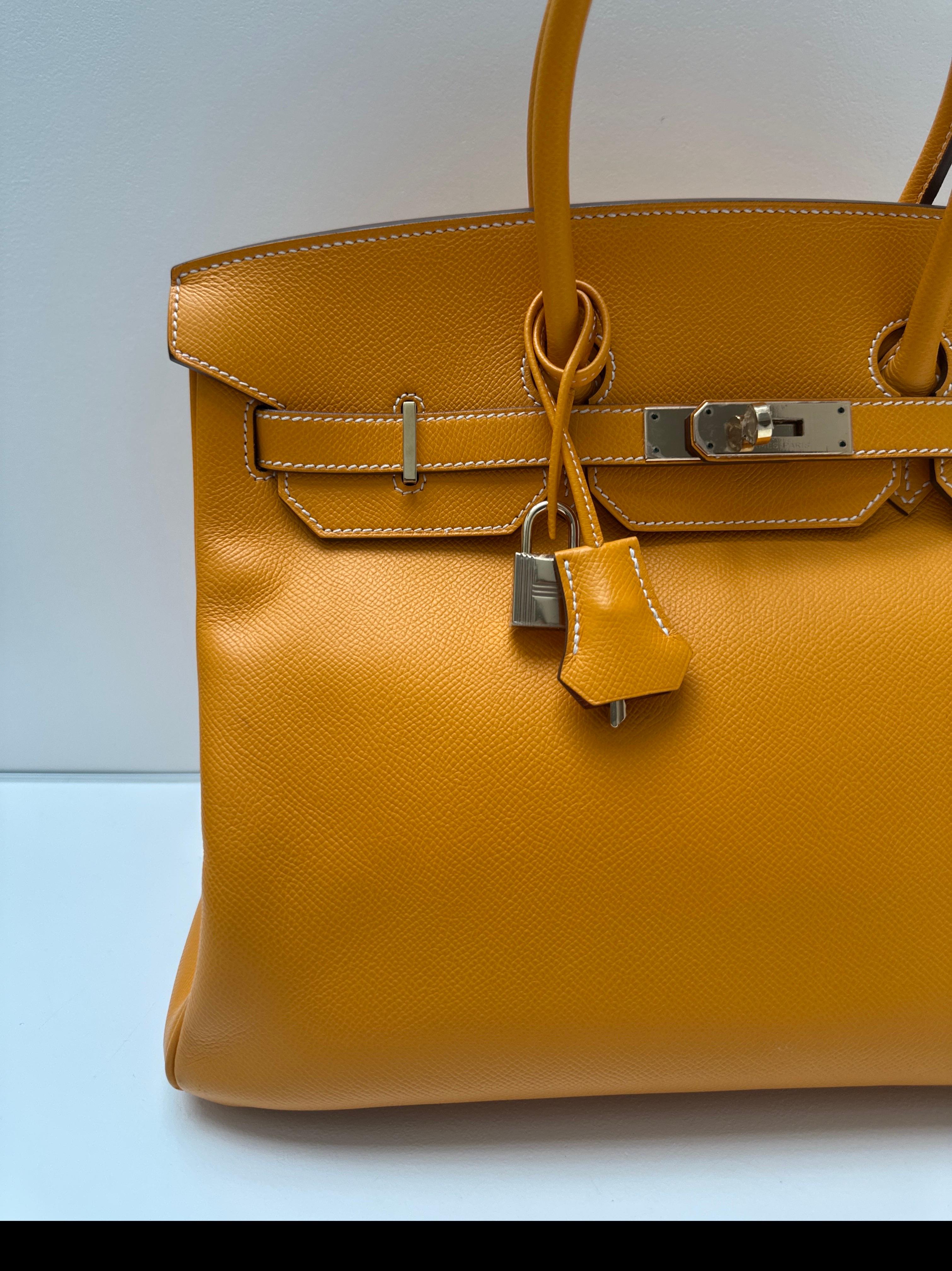 Marrone Borsa Hermes Birkin Jaune 35 in vendita
