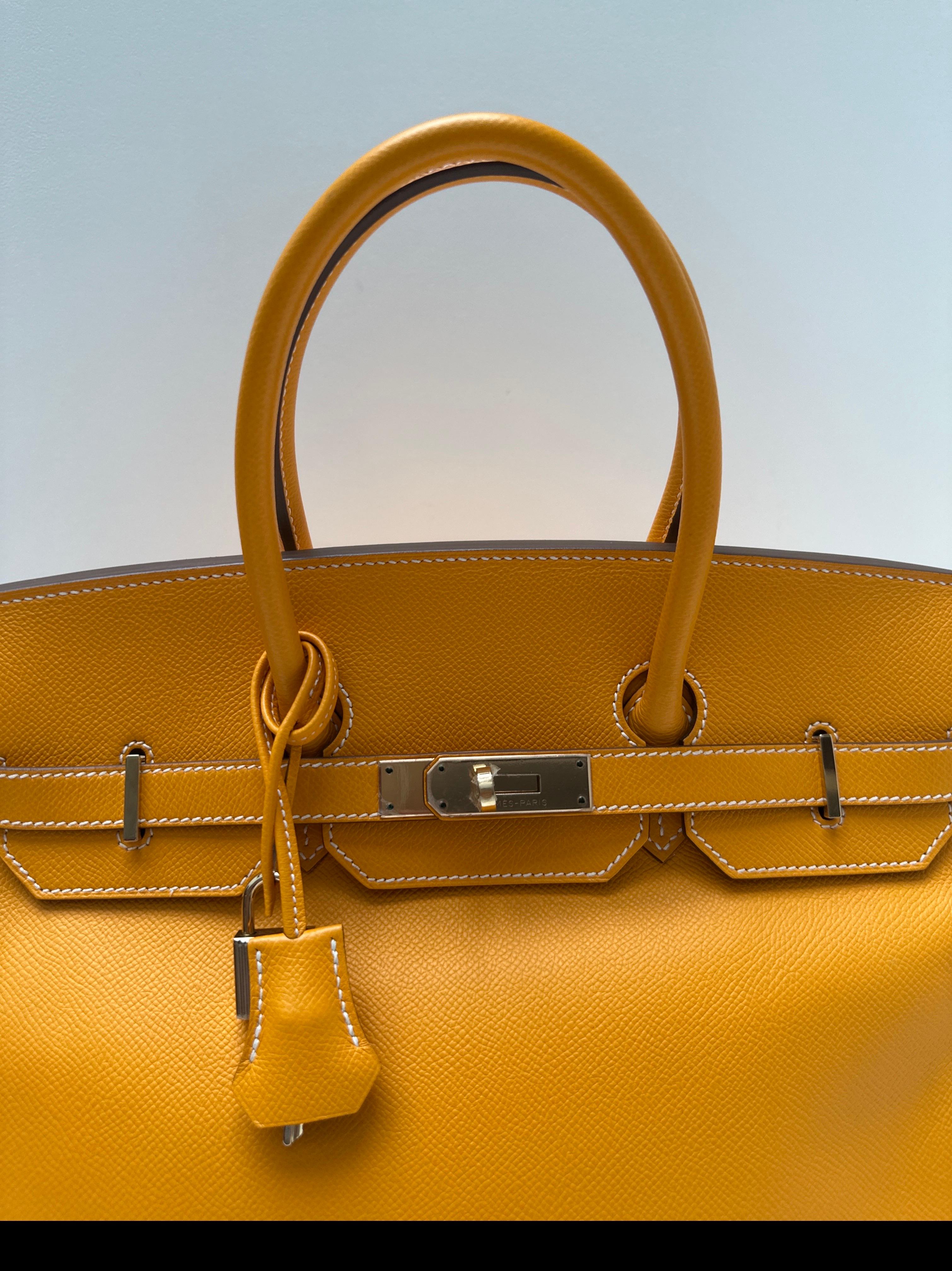 Borsa Hermes Birkin Jaune 35 in vendita 3