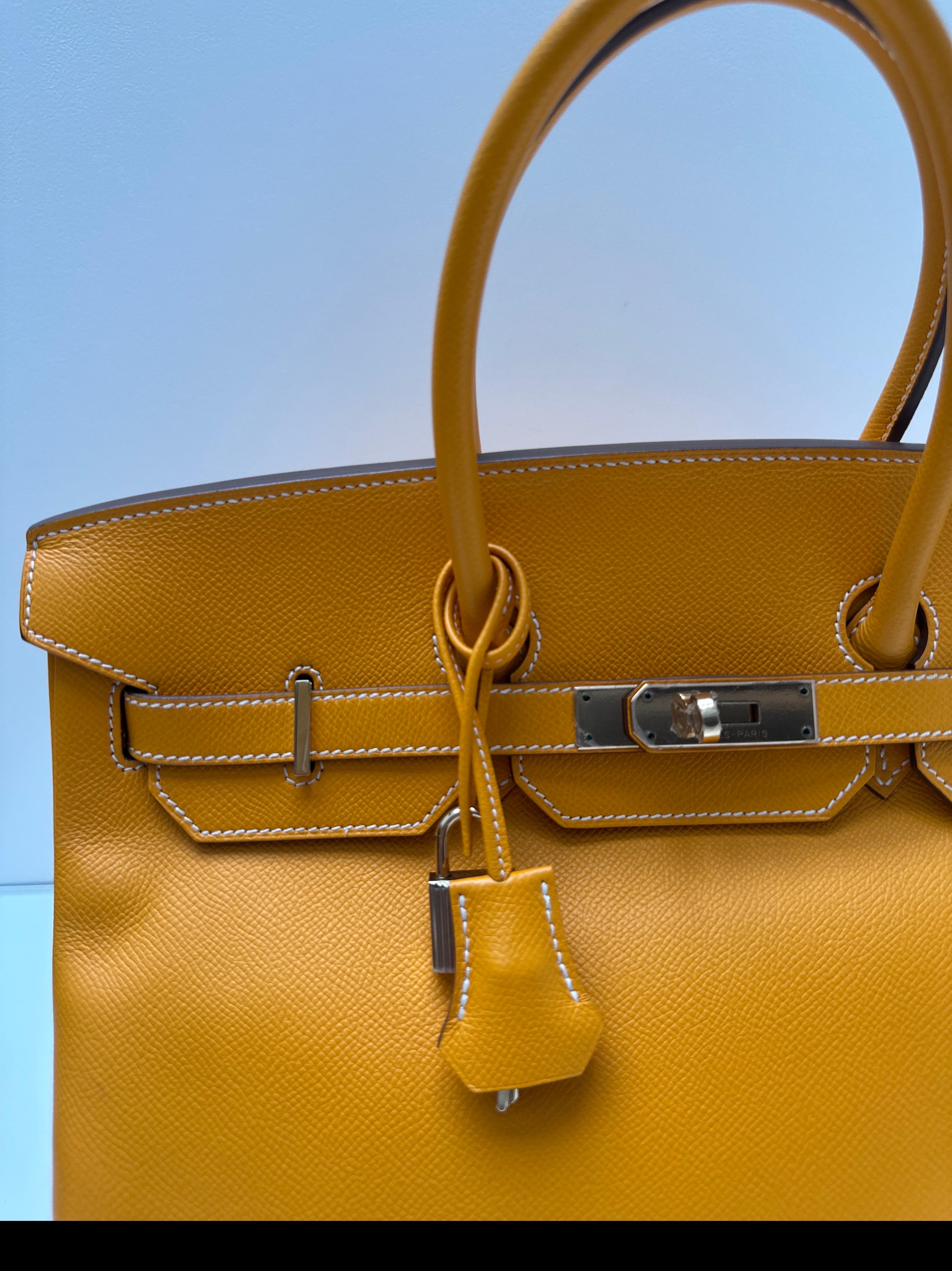 Borsa Hermes Birkin Jaune 35 in vendita 4