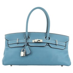 Hermes Birkin JPG Handbag Bleu Jean Clemence With Palladium Hardware 42 