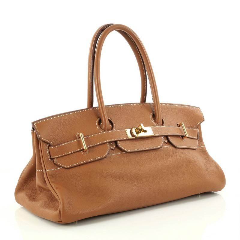 Hermes Birkin JPG Handbag Brown Clemence with Gold Hardware 42 In Good Condition In NY, NY