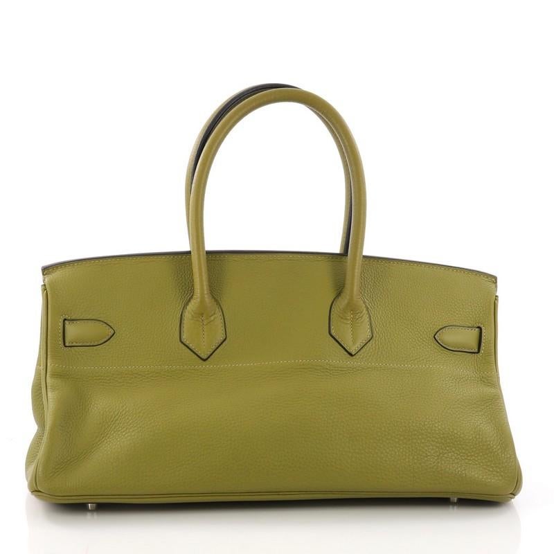 Brown Hermes Birkin JPG Handbag Vert Chartreuse Clemence with Palladium Hardware 42