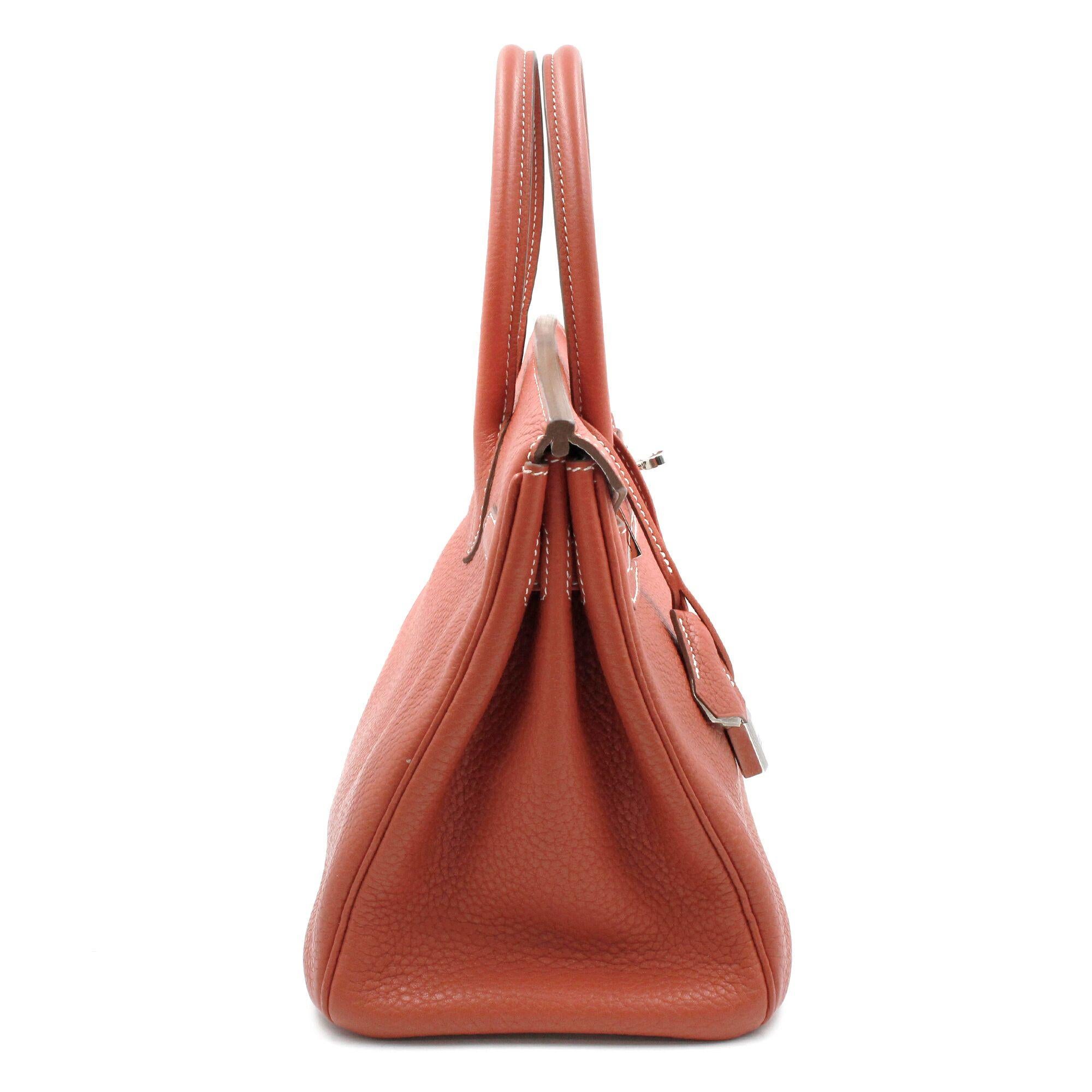 Women's or Men's Hermès Birkin Limited Edition 30 Sanguine Orange/White Leather Satchel Bag