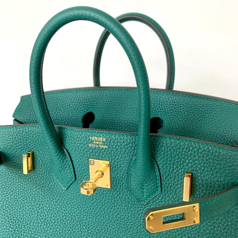 Hermes Birkin Malachite Togo Birkin 25 Gold at 1stDibs