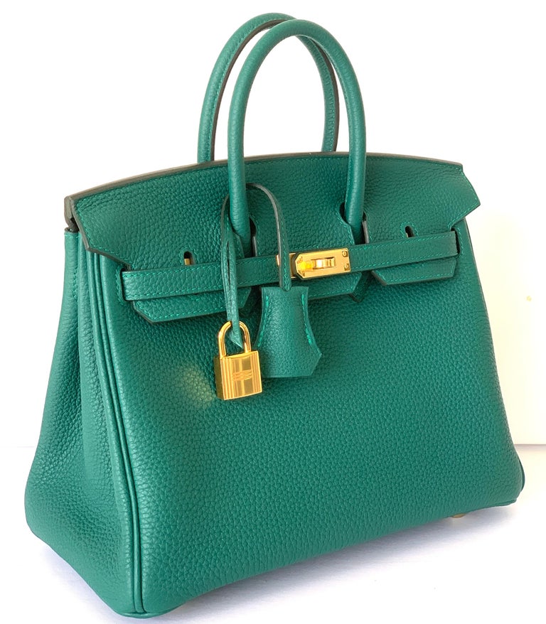 Hermes Birkin Handbag Malachite Togo with Gold Hardware 30