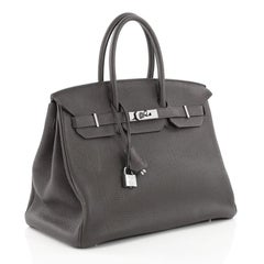 Hermès Birkin Matte Macasser and Blue Togo 35cm Palladium Hardware Tote