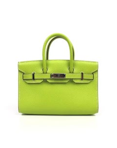 Hermes Birkin Micro Mini Kiwi Epsom Palladium Hwr W/ Strap