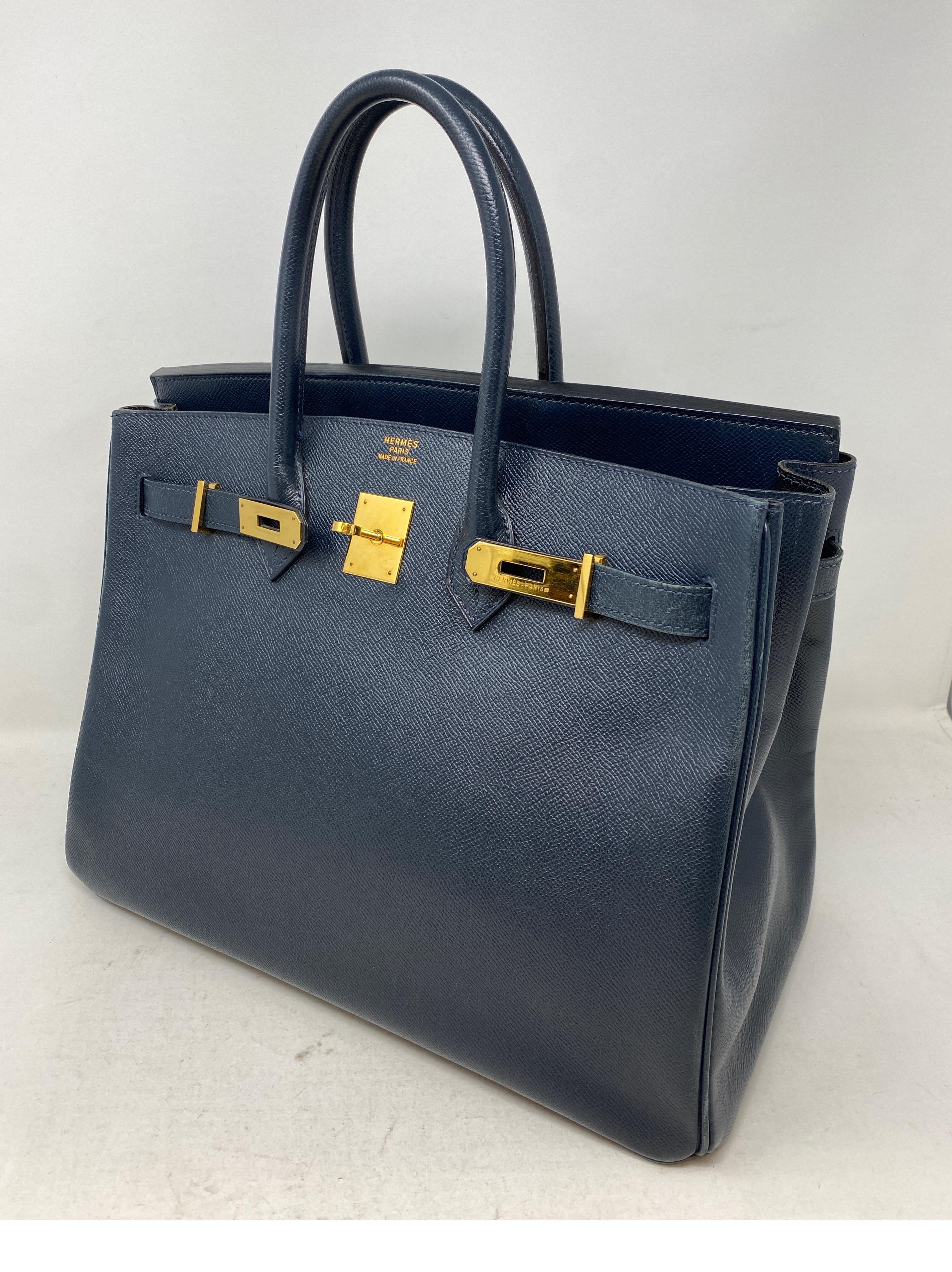 Black Hermes Birkin Navy Bag 35