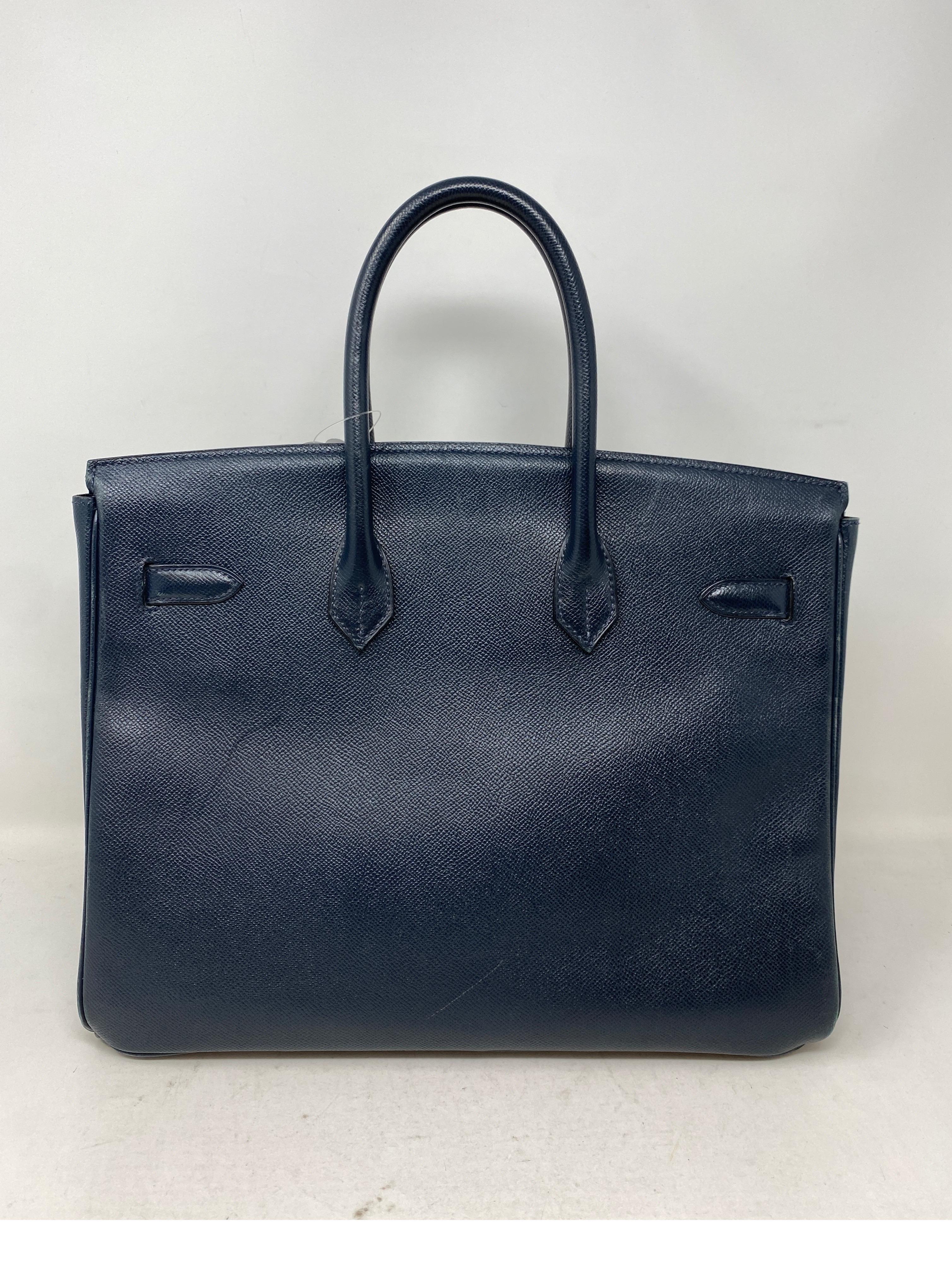 Hermes Birkin Navy Bag 35 In Good Condition In Athens, GA