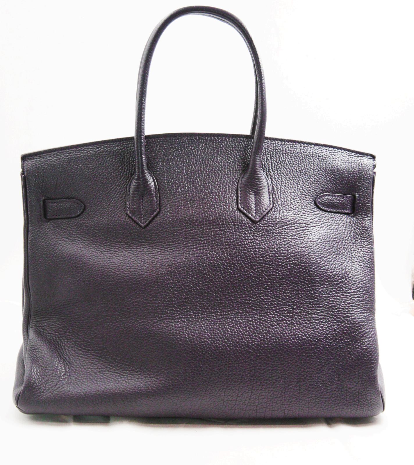 Model:HERMES BIRKIN 35
Color:Raisin/Purple
Material:Togo leather
Hardware:gold 
Measurements:(W)35x(H)25x(D)18cm
Accompanied by: Hermes dustbag, lock, two keys.
Stamp:M