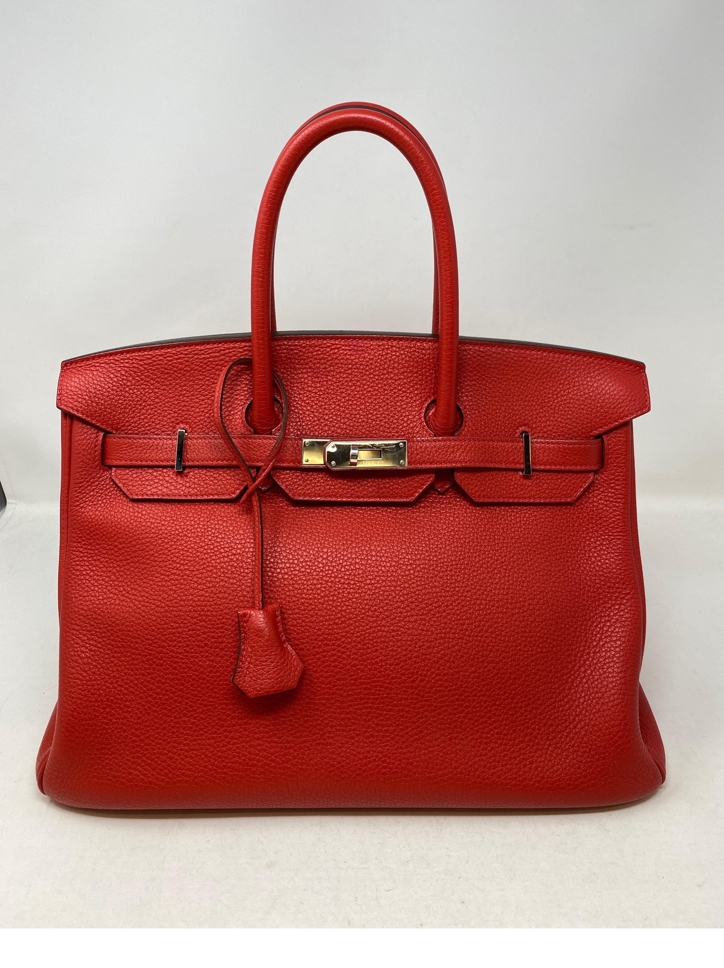 Hermès birkin Bag
Red Leather
Palladium-Plated Hardware 
Excellent condition