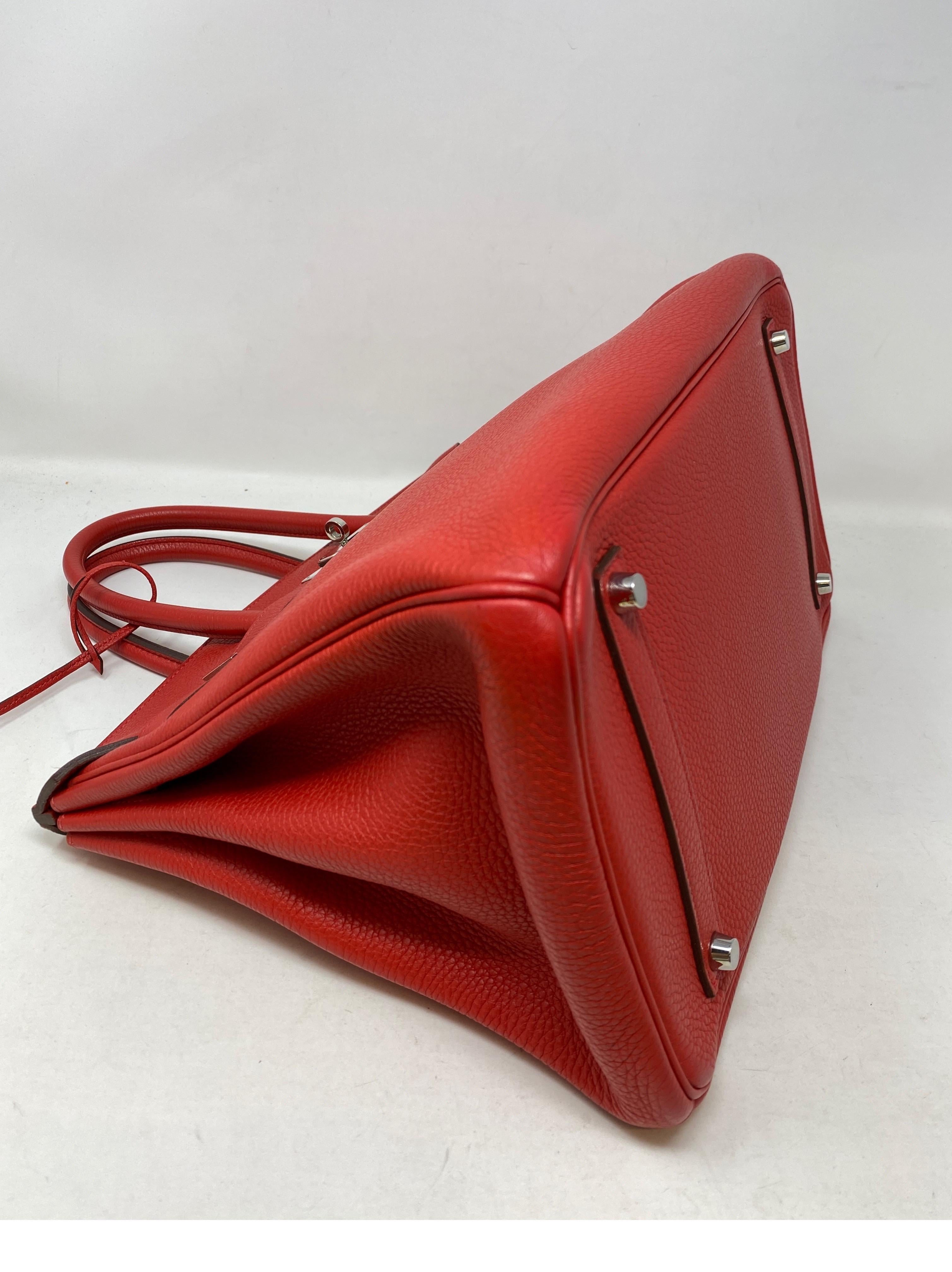 Hermès Birkin Red 35 Bag In Excellent Condition In Athens, GA