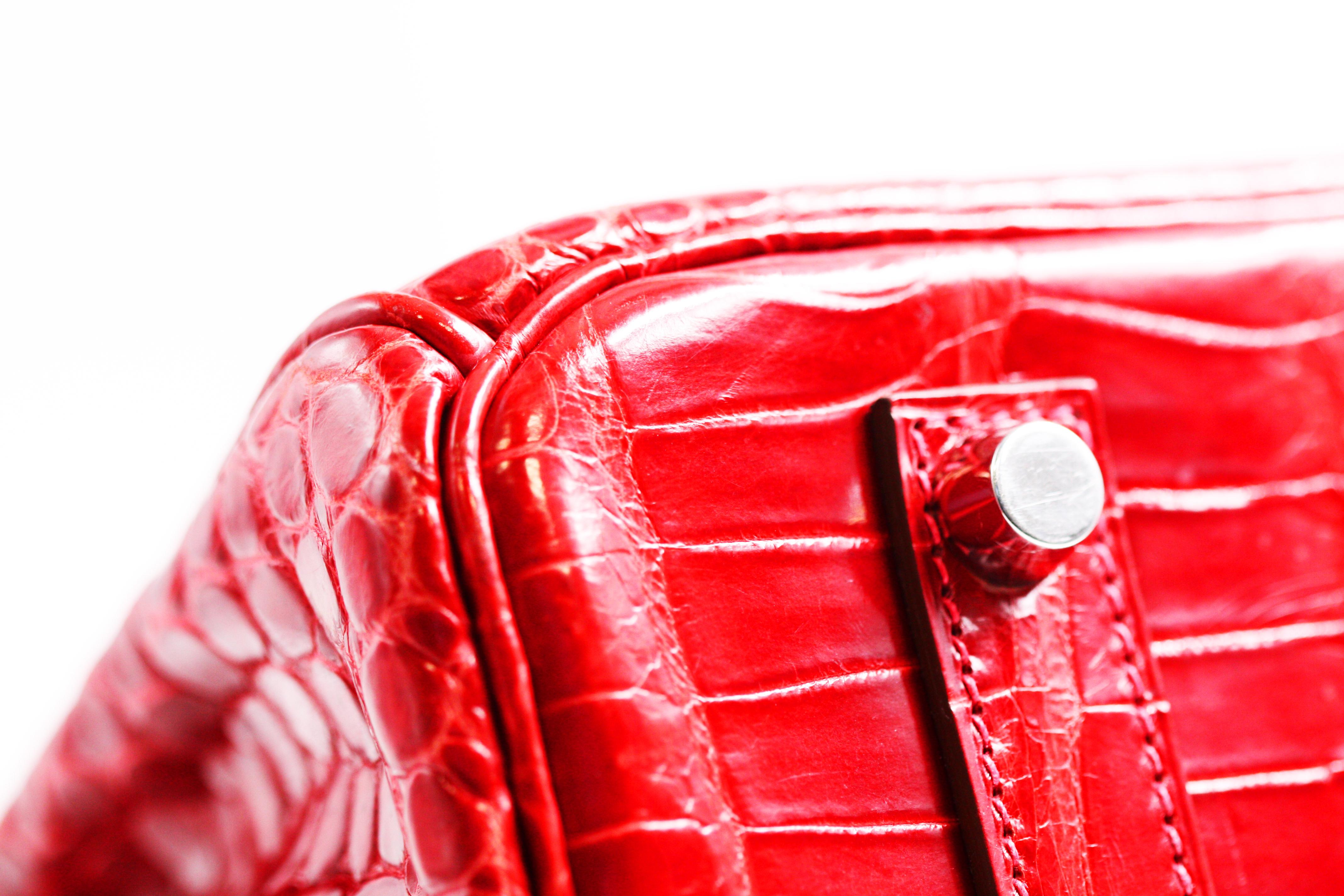 Hermès Birkin Red Crocodile Porosus Skin Leather Tote For Sale 6