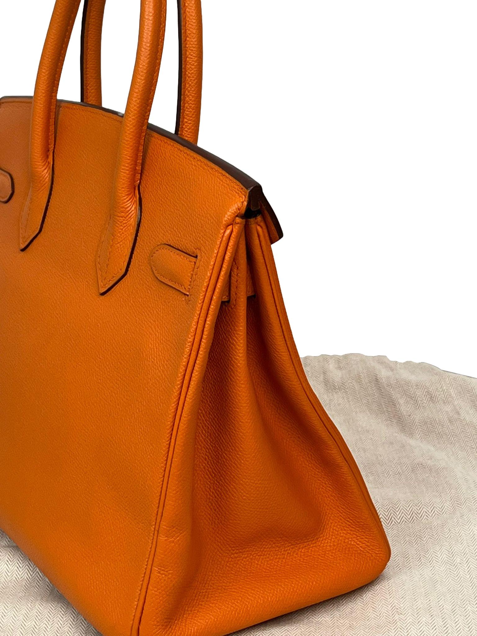 Hermes Birkin Retourne 30cm Orange Swift Calf Leather Handbag For Sale 6