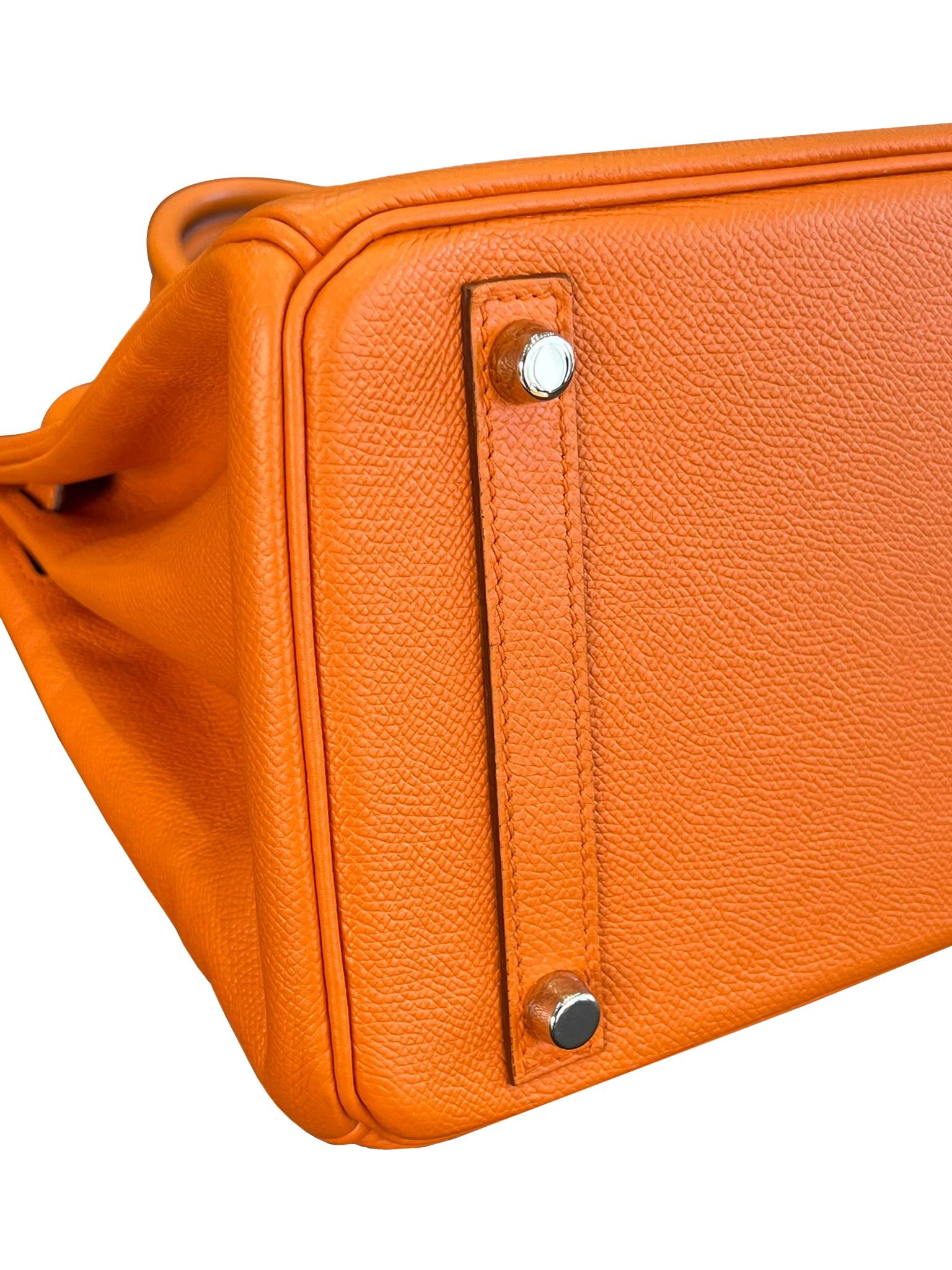 Hermes Birkin Retourne 30cm Orange Swift Calf Leather Handbag For Sale 9