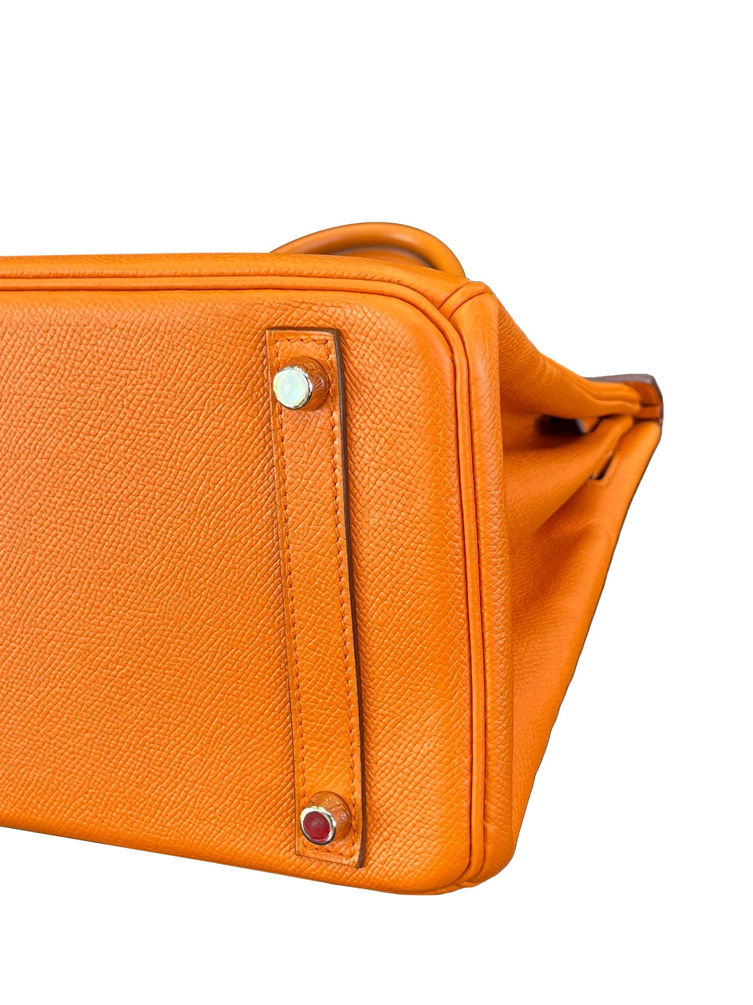 Hermes Birkin Retourne 30cm Orange Swift Calf Leather Handbag For Sale 11